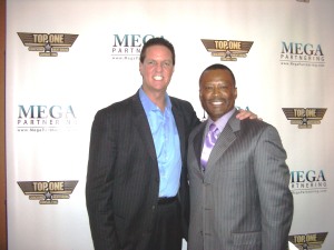 Dexter Montgomery with James Malincheck, host of ABC television network, Secret Millionaire.